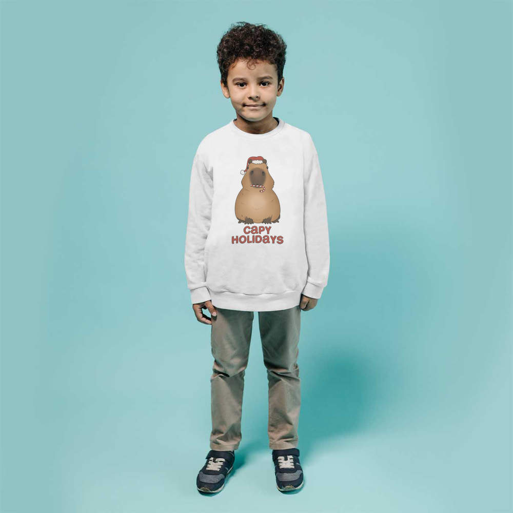 'Capybara Christmas Greeting' Kid's Sweatshirt / Sweater / Jumper (KW041927) - Picture 8 of 14