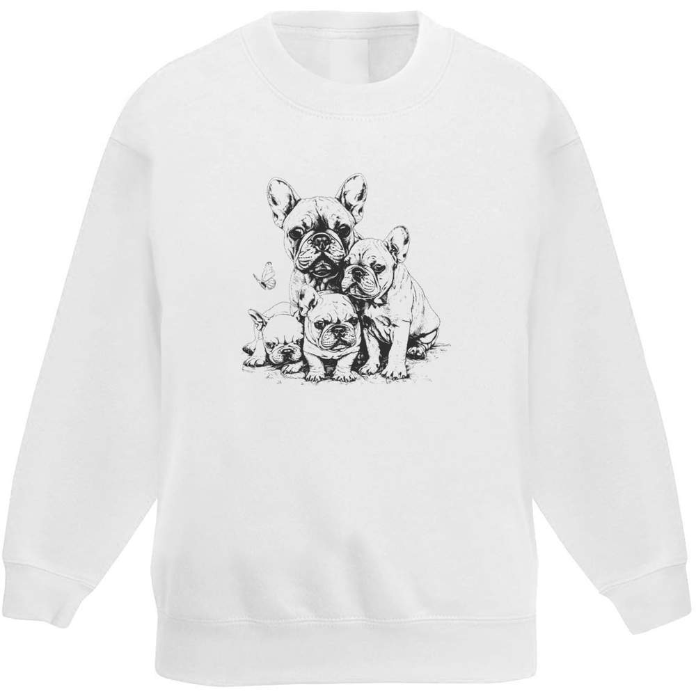 'French Bulldog Mother with Puppies' Kid's Sweatshirt / Jumper (7-8 Years) (KW00167554)