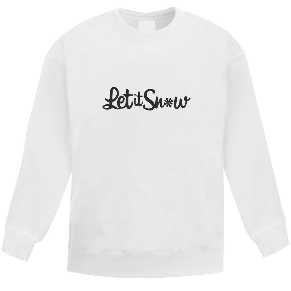 'Let It Snow' Kids Sweatshirt / Jumper - White, 9-11 Years - Childrens Top for School, Sports, Play and Outdoor Wear (KW00002224)