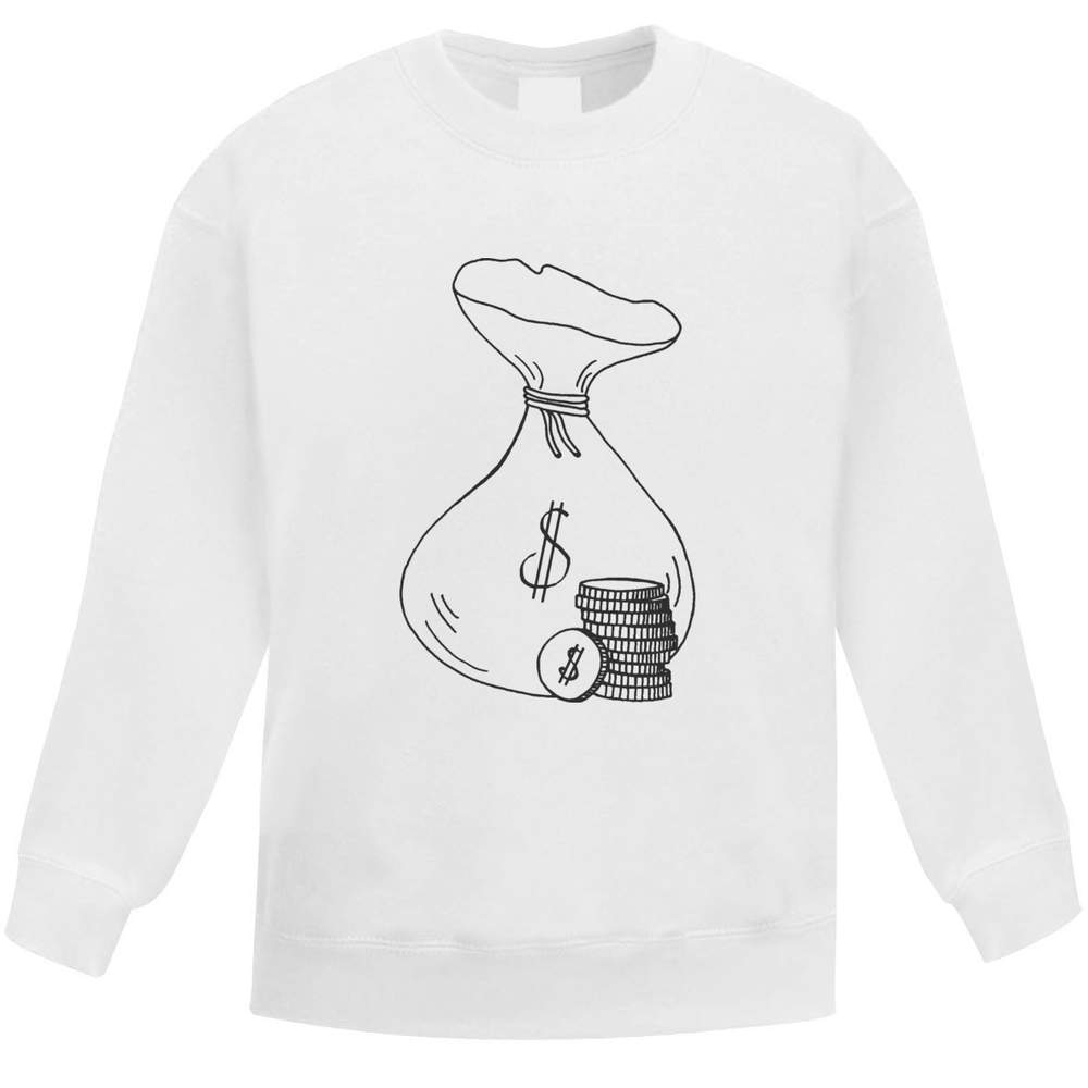 'Dollar Money Bag & Coins' Kid's Sweatshirt / Jumper (9-11 Years) (KW00073876)