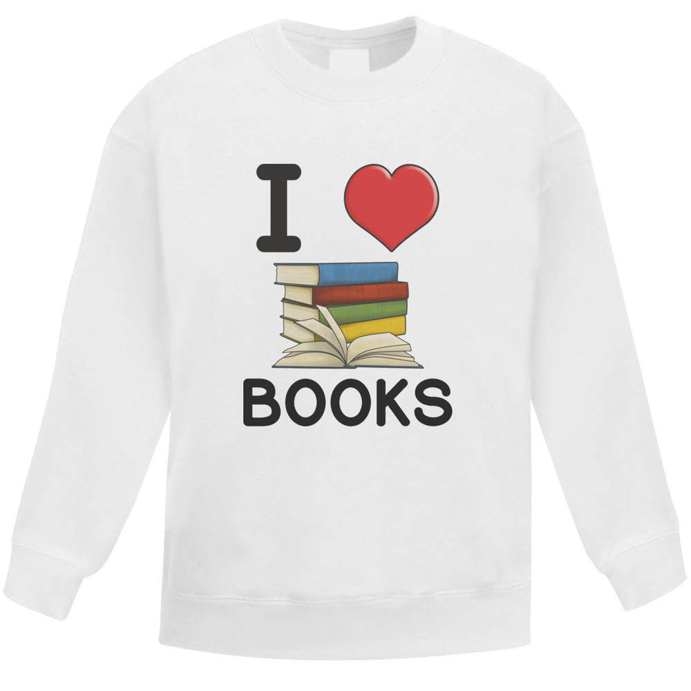 'I Love Books' Kid's Sweatshirt / Jumper (9-11 Years) (KW00093484)