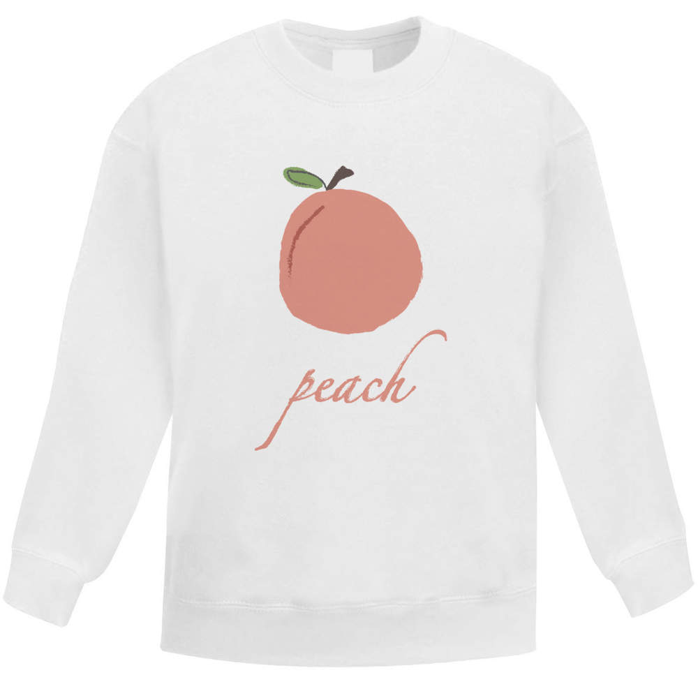 'Peach Fruit Illustration Drawing' Kid's Sweatshirt / Jumper (9-11 Years) (KW00128681)