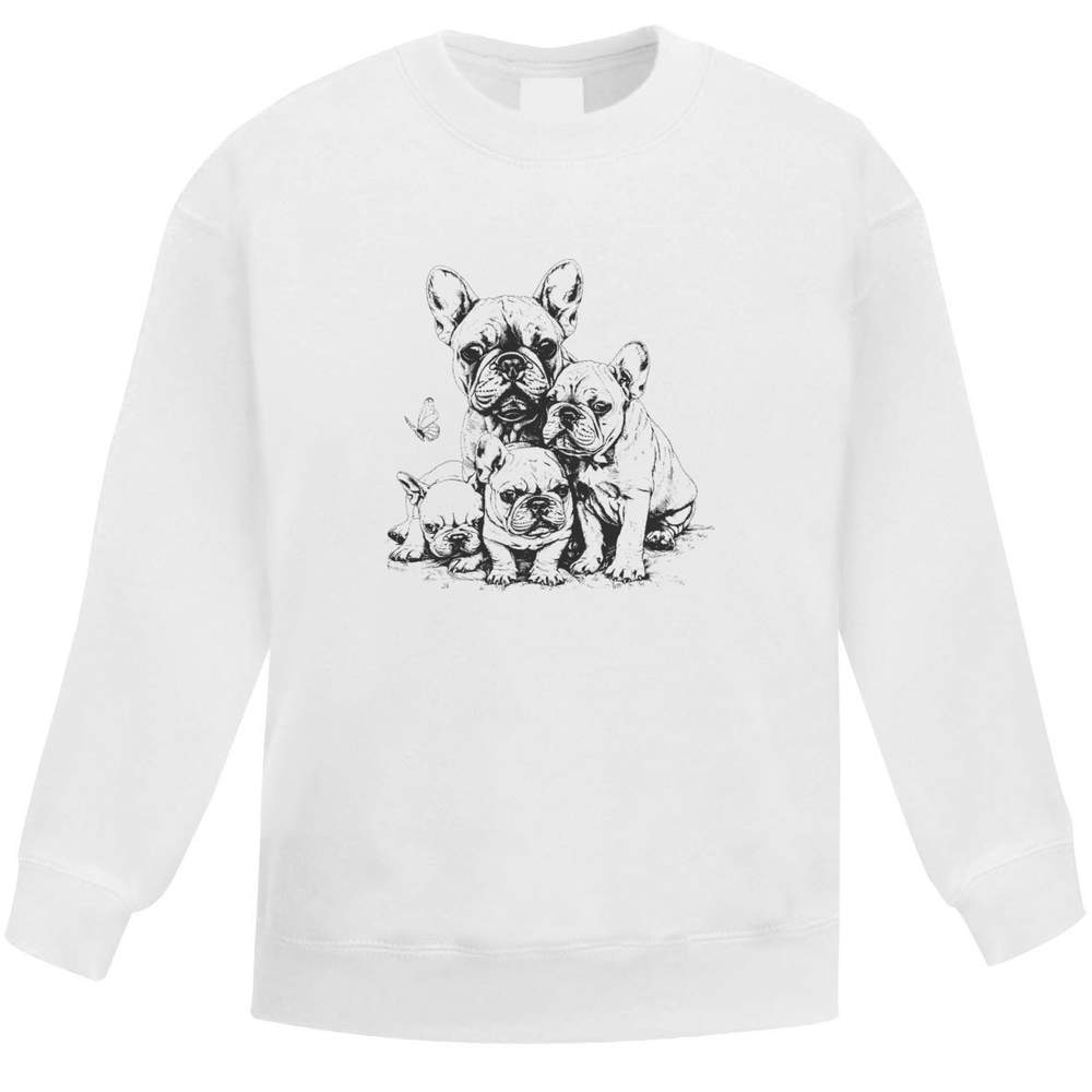 'French Bulldog Mother with Puppies' Kid's Sweatshirt / Jumper (9-11 Years) (KW00167555)
