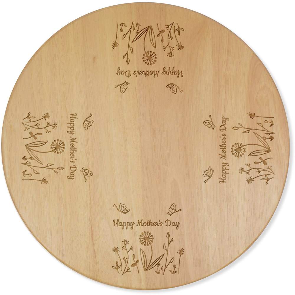 'Happy Mother's Day' Lazy Susan Rotating Turntable - Wooden Serving Platter for Cheese, Cakes, Pizza and Dining Tables (LA00024721)