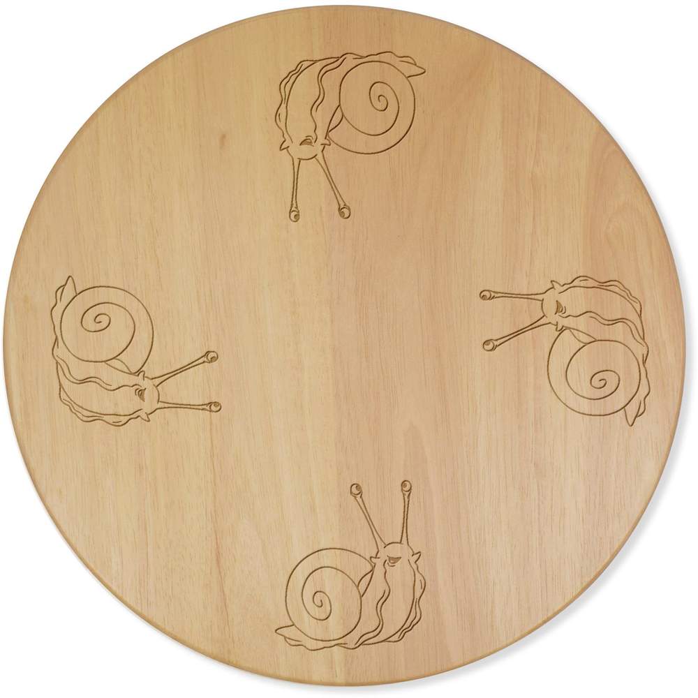 'Happy Snail' Lazy Susan Rotating Turntable - Wooden Serving Platter for Cheese, Cakes, Pizza and Dining Tables (LA00025041)