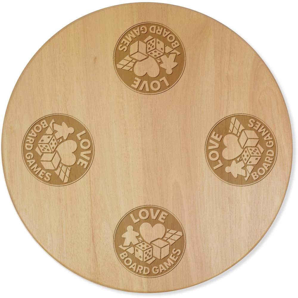 'Love Board Games' Lazy Susan Rotating Turntable - Wooden Serving Platter for Cheese, Cakes, Pizza and Dining Tables (LA00026039)