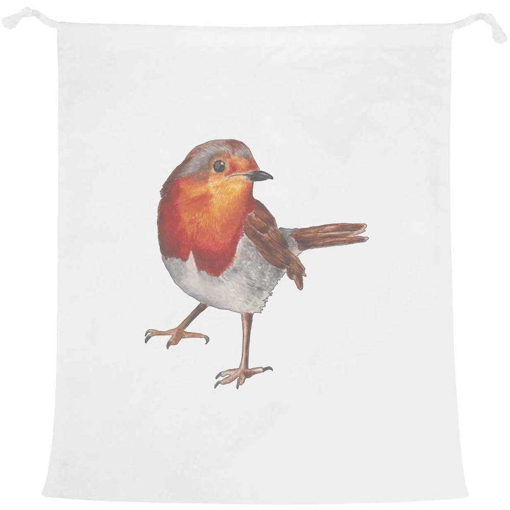 'Robin' Laundry / Washing Bag - Winter Garden Bird Red Breast Art - Storage Sack for Clothes, Bedrooms, Bathrooms, Travel and Students (LB00013901)