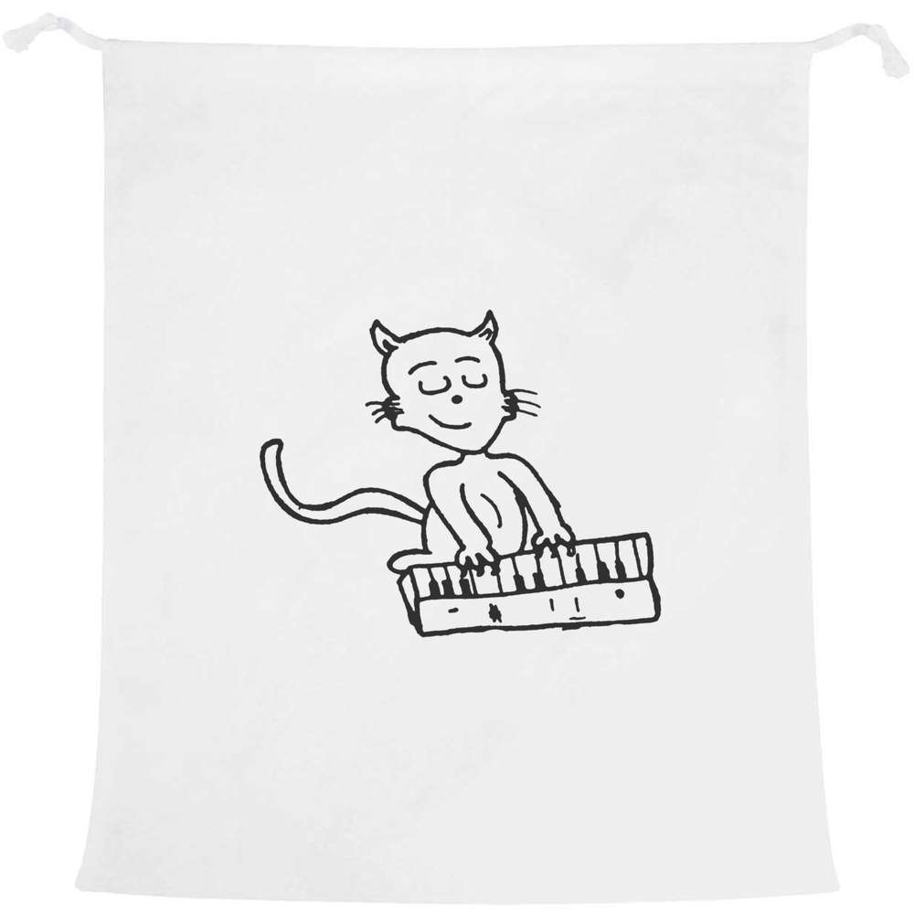 'Cat Playing Piano' Laundry / Washing / Storage Bag (LB00014281)
