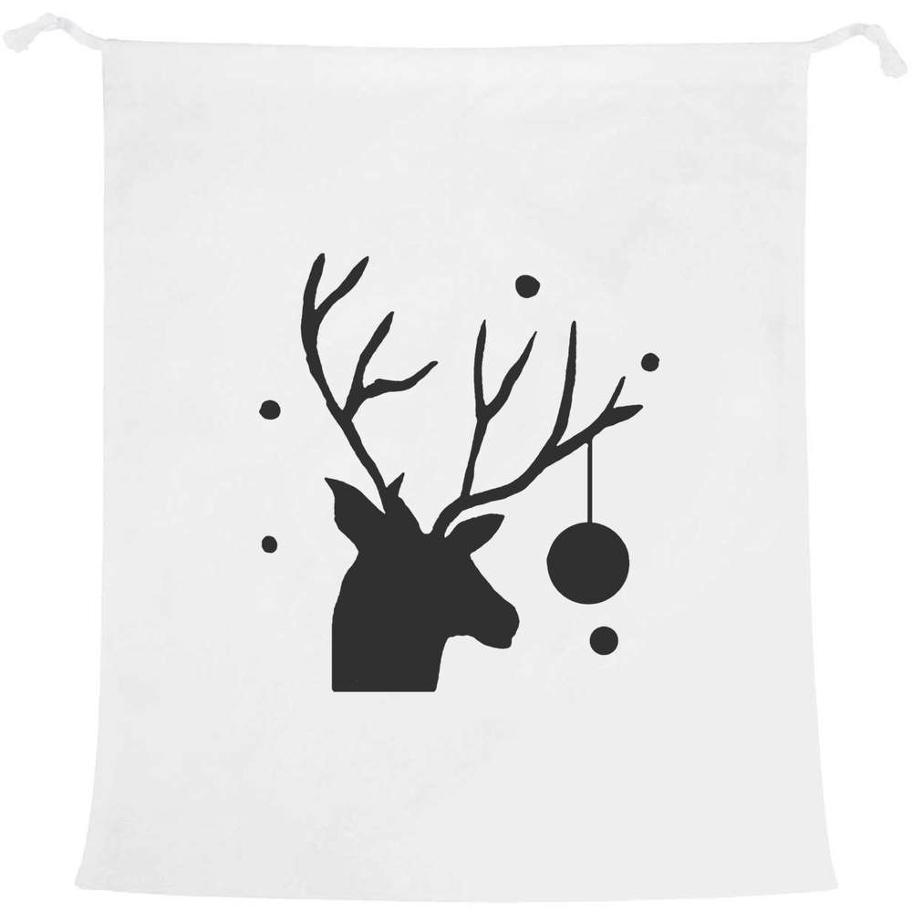 'Christmas Stag with Bauble' Laundry / Washing / Storage Bag (LB00026434)