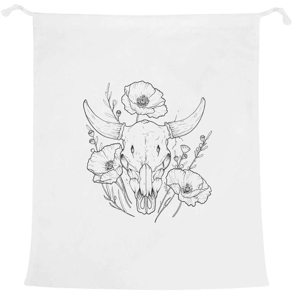 'Bull Skull with Flowers' Laundry / Washing / Storage Bag (LB00031625)