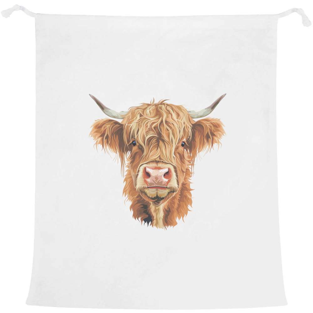 'Highland Cow Head' Laundry / Washing / Storage Bag (LB00033673)