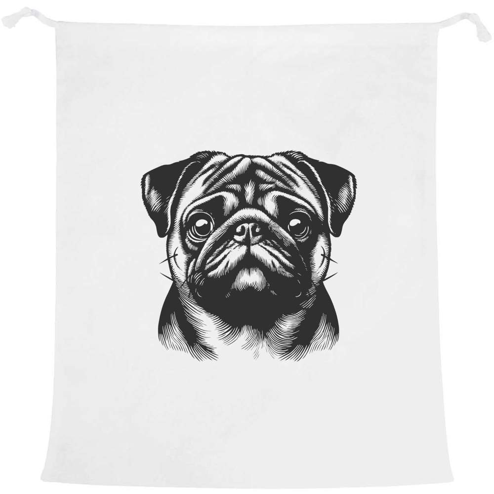 'Pug Dog Portrait' Laundry / Washing / Storage Bag (LB00034054)