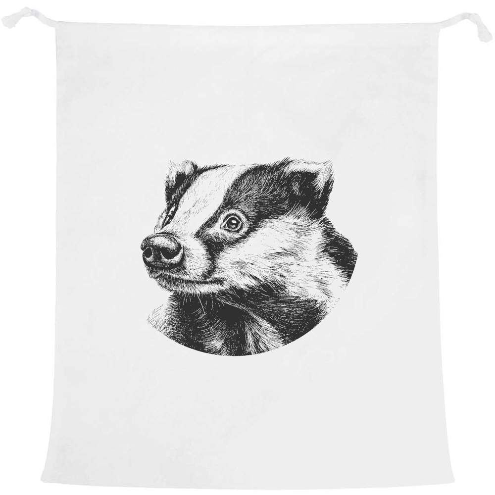 'Badger Portrait' Laundry / Washing / Storage Bag (LB00040203)