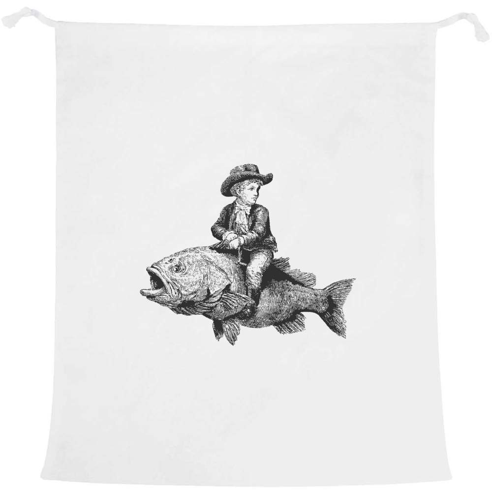 'Boy Riding Fish' Laundry / Washing / Storage Bag (LB00041374)