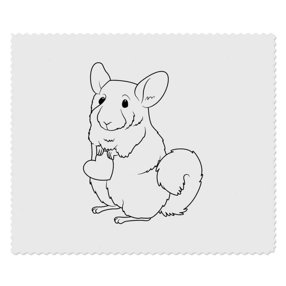 2 x 'Chinchilla Holding Heart' Microfibre Lens / Glasses Cleaning Cloths (LC00006656)