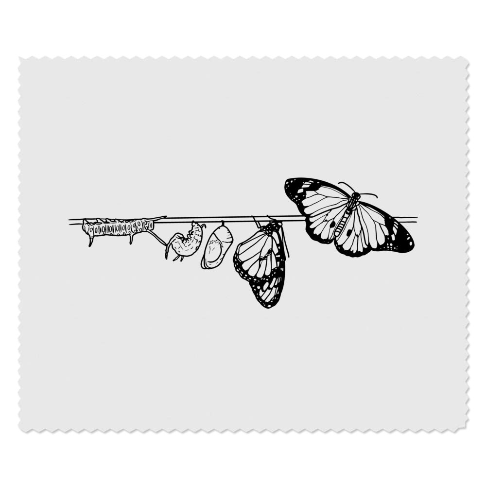 2 x 'Butterfly Life Cycle' Microfibre Lens / Glasses Cleaning Cloths (LC00015062)