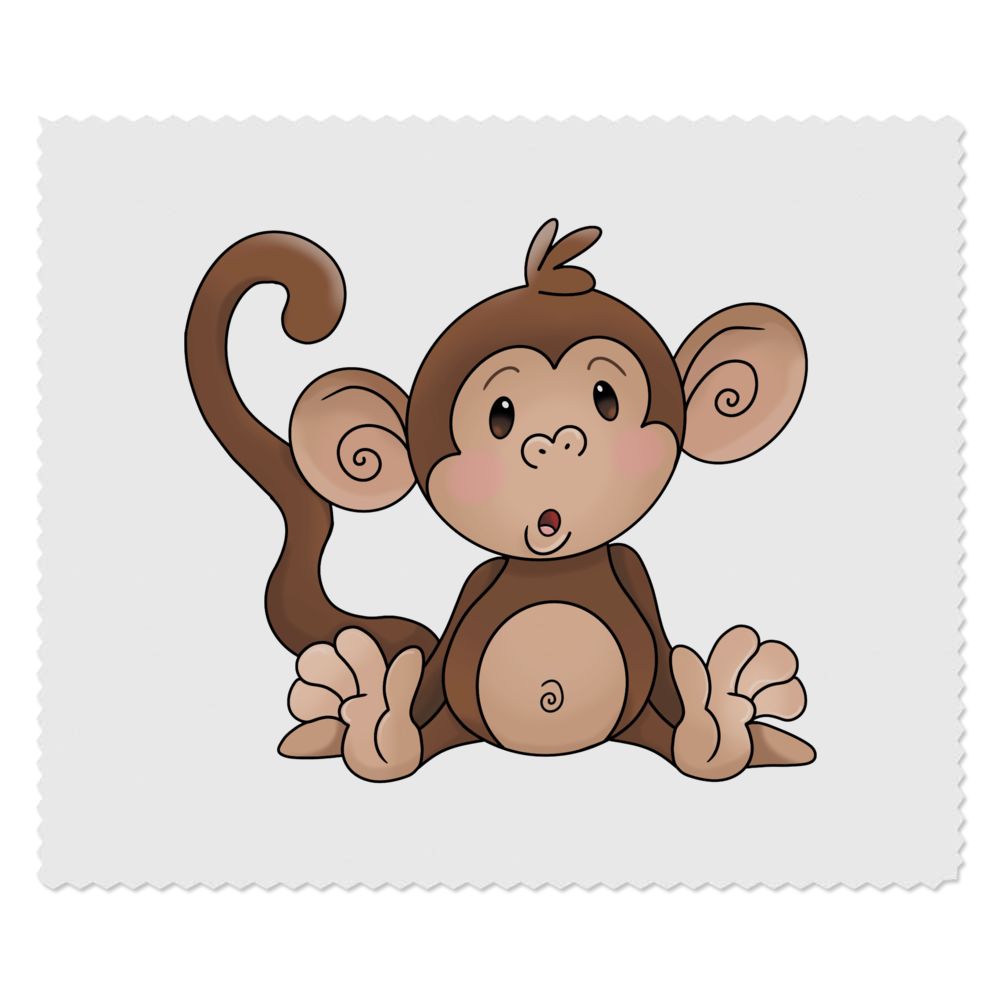 2 x 'Sitting Baby Monkey' Lens Cleaning Cloths - Microfibre Cloths for Glasses, Sunglasses, Phones, Cameras and Screens (LC00028254)