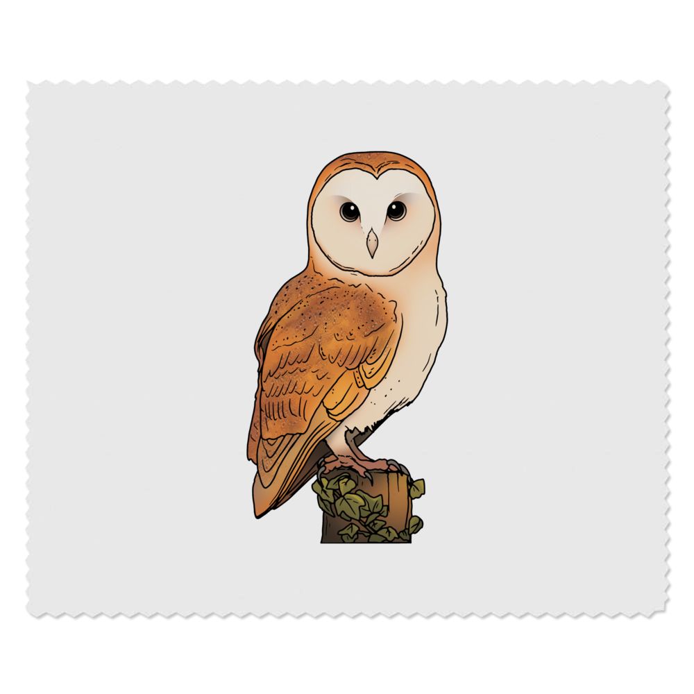 2 x 'Perched Barn Owl' Microfibre Lens / Glasses Cleaning Cloths (LC00028638)