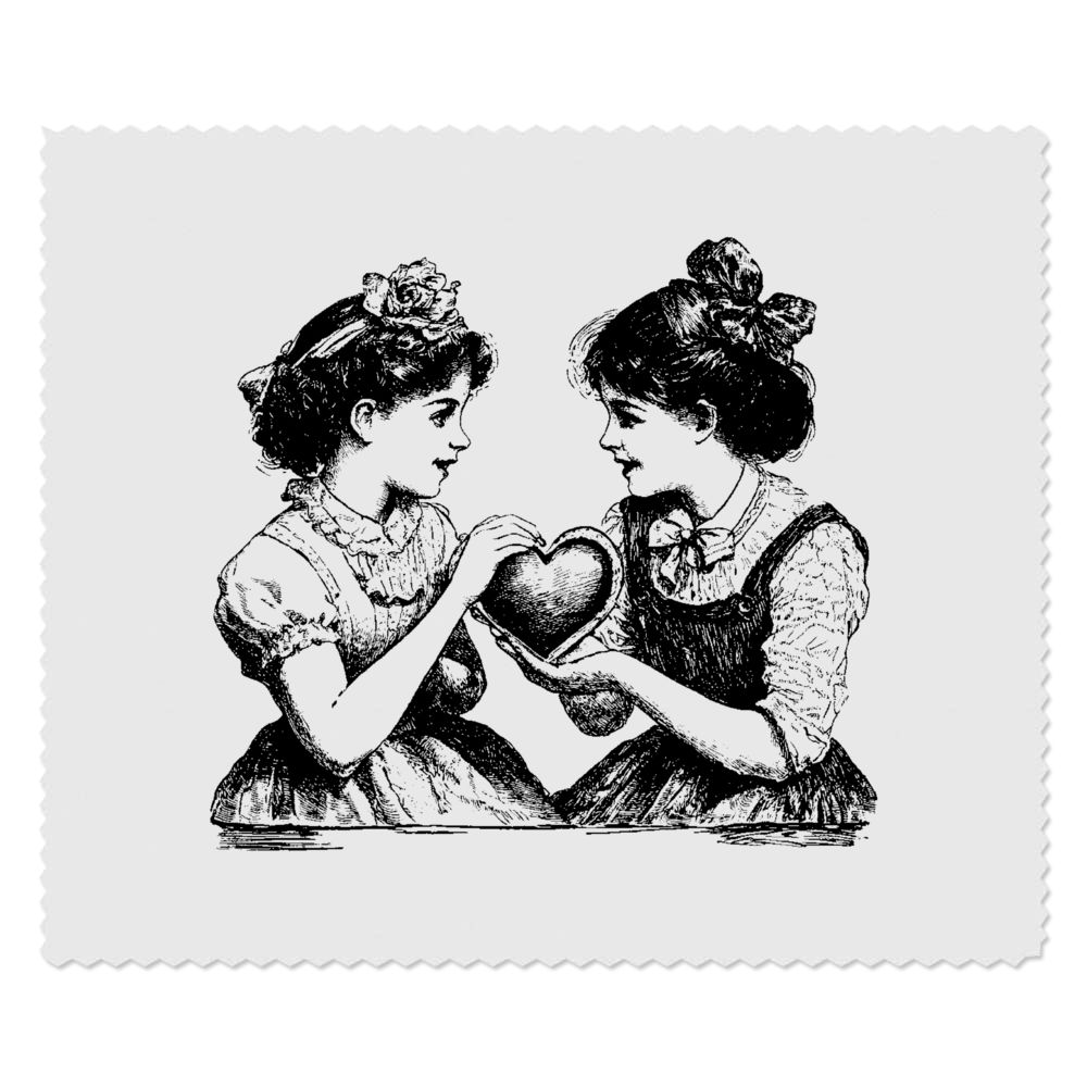 2 x 'Girls Holding Heart' Microfibre Lens / Glasses Cleaning Cloths (LC00029261)