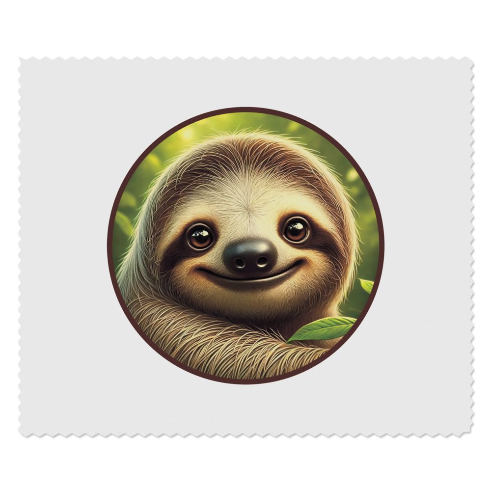 2 x 'Smiling Sloth' Microfibre Lens / Glasses Cleaning Cloths (LC00031637)