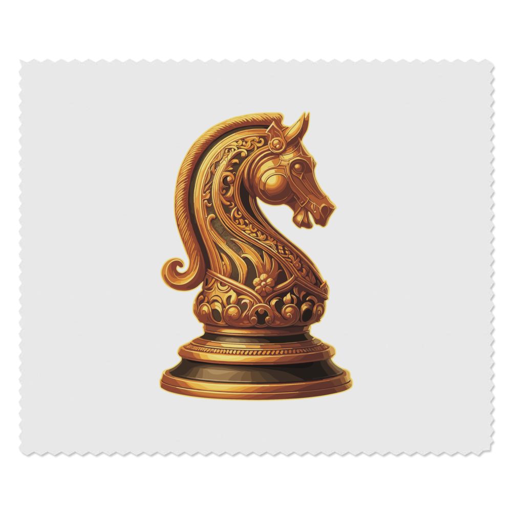 2 x 'Ornate Knight Chess Piece' Microfibre Lens / Glasses Cleaning Cloths (LC00035483)