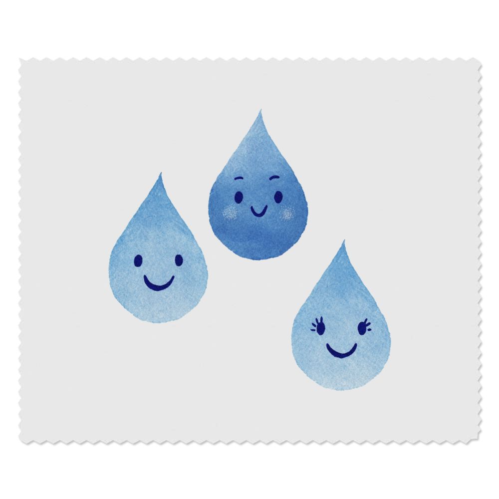 2 x 'Three Happy Water Drops' Microfibre Lens / Glasses Cleaning Cloths (LC00035507)