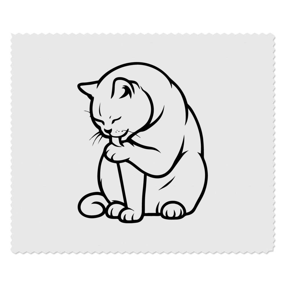 2 x 'British Shorthair Cat Licking Paw' Microfibre Lens / Glasses Cleaning Cloths (LC00035939)