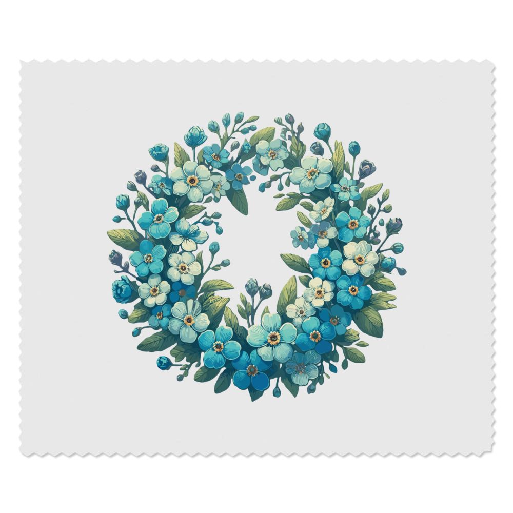 2 x 'Forget Me Not Wreath' Microfibre Lens / Glasses Cleaning Cloths (LC00036401)