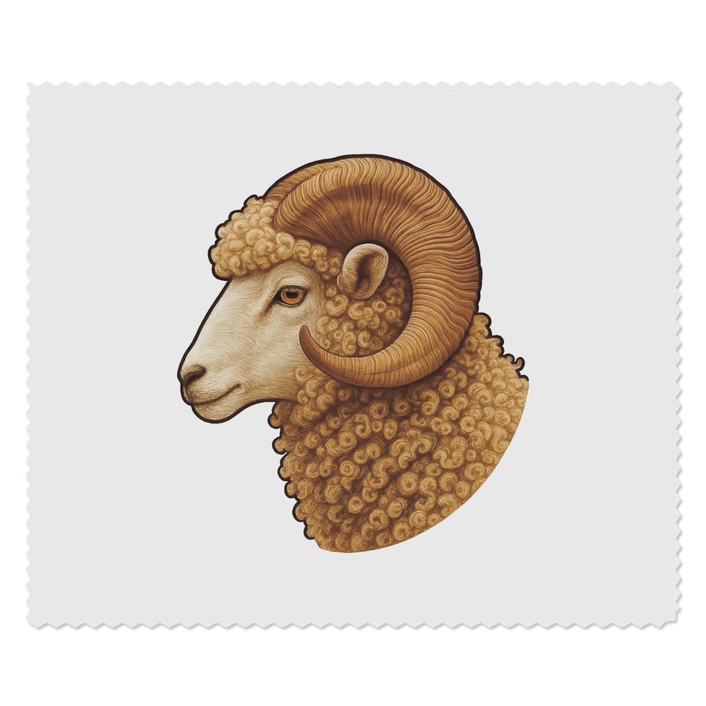 2 x 'Sheep Ram Portrait' Microfibre Lens / Glasses Cleaning Cloths (LC00037018)