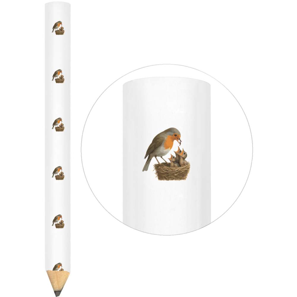 3 x 'Robin Bird Feeding Baby Chicks Nest Wildlife' Carpenter's Pencils (LP00041165)