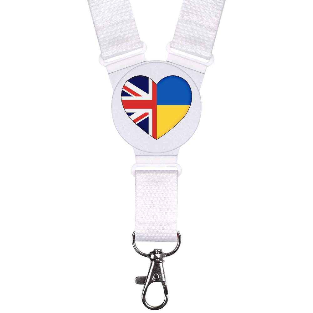 'United Kingdom Ukraine Flag Heart' Neck Strap / Lanyard (LY00024133)