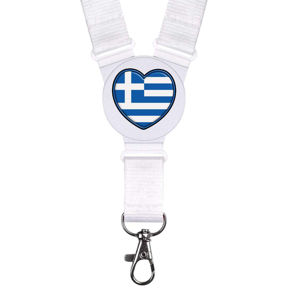 'Greece Flag Heart' Neck Strap / Lanyard (LY00025726)