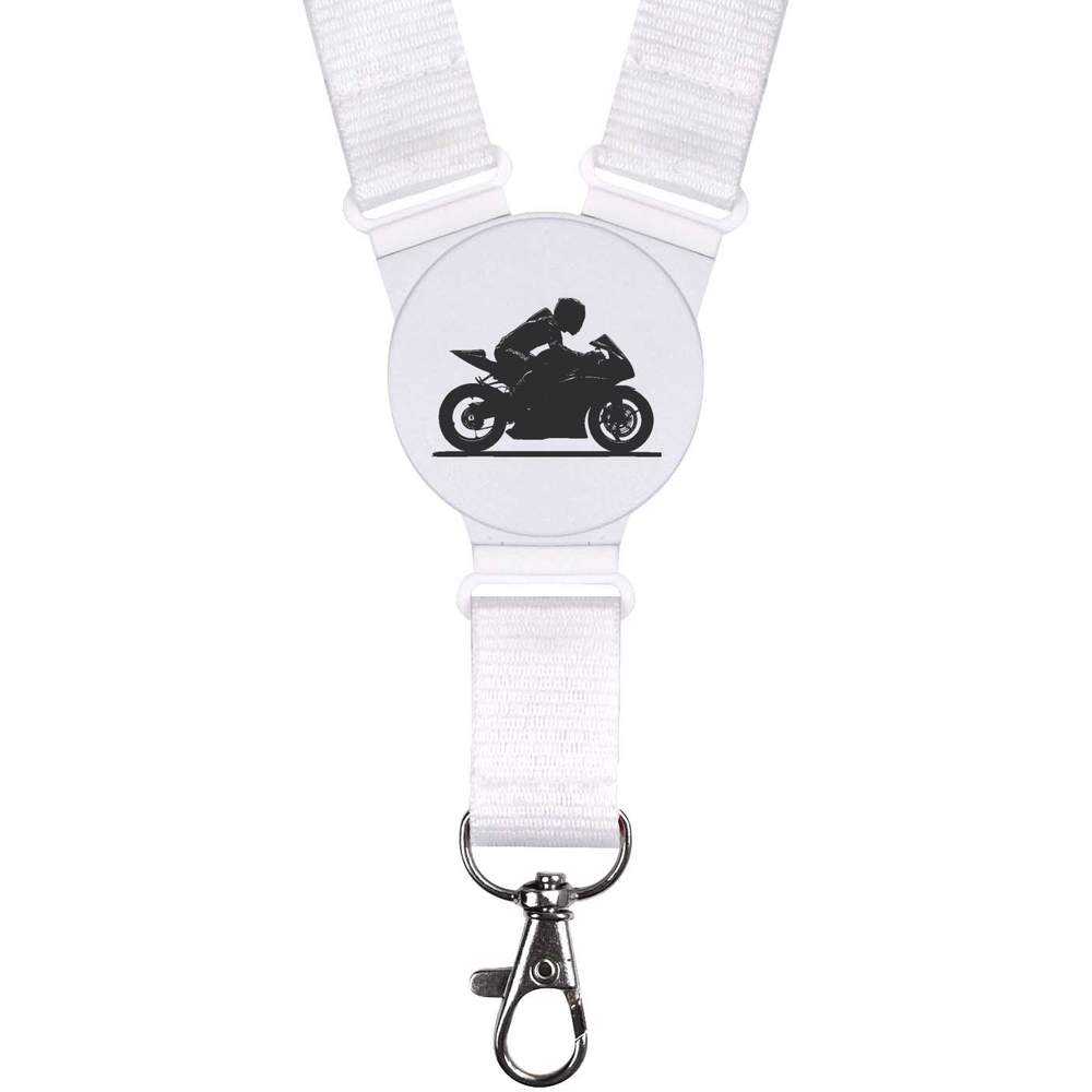 'Man on Sport Motorcycle' Lanyard / Neck Strap - Badge Holder for Work, School, Events, Keys and ID Cards (LY00036753)