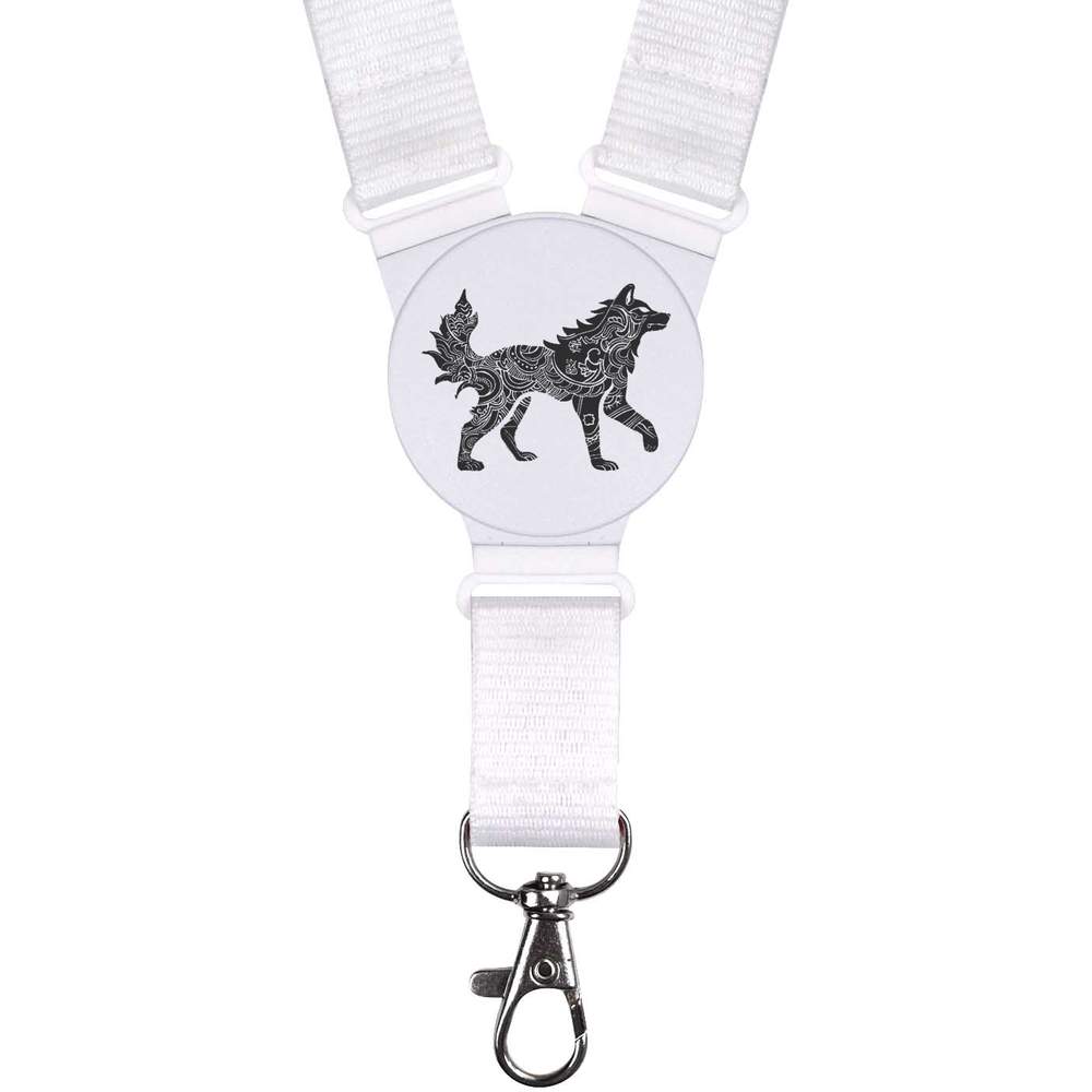 'Tribal Wolf Side View' Neck Strap / Lanyard (LY00037890)