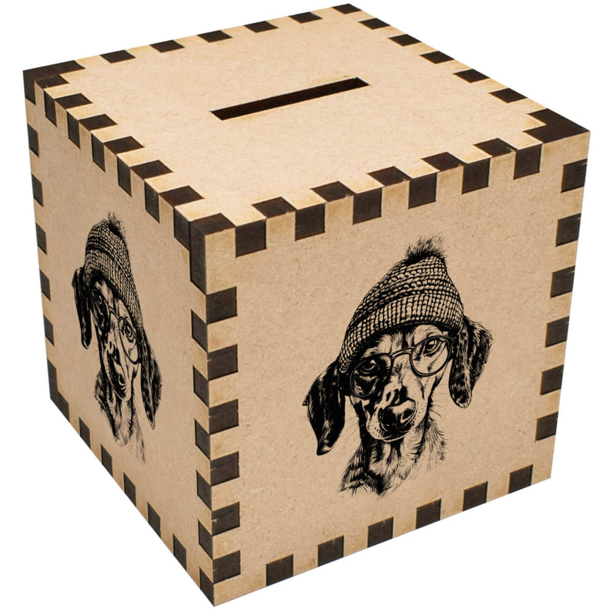 'Daschund Wearing Glasses' Money Box / Piggy Bank - Coin Bank / Savings Box for Home and Birthday Gifts (MB00109553)