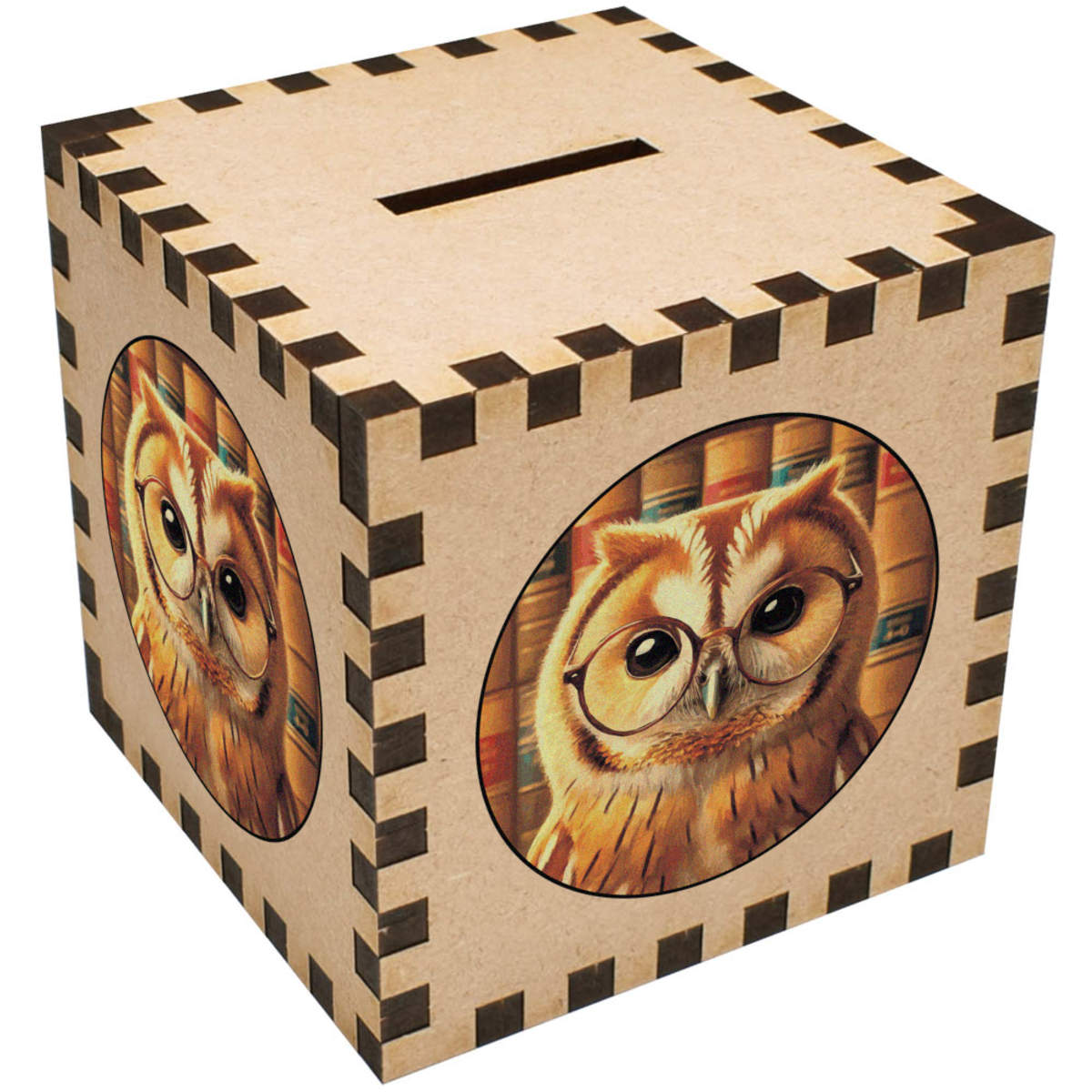'Tawny Owl Wearing Glasses' Money Box / Piggy Bank - Coin Bank / Savings Box for Home and Birthday Gifts (MB00112364)