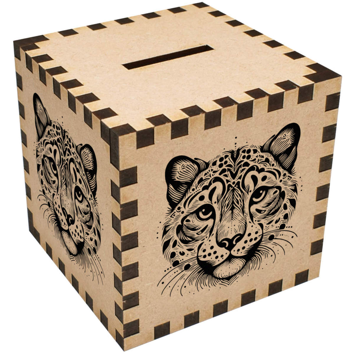 'Stylised Snow Leopard Portrait' Money Box / Piggy Bank (MB00116295)