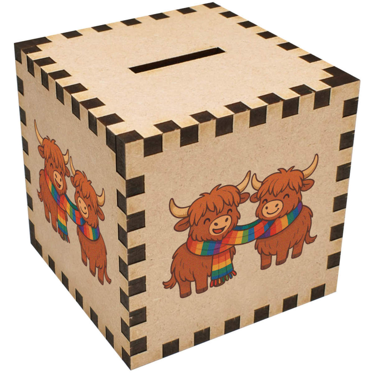 'Winter Highland Cows' Money Box / Piggy Bank (MB00117078)