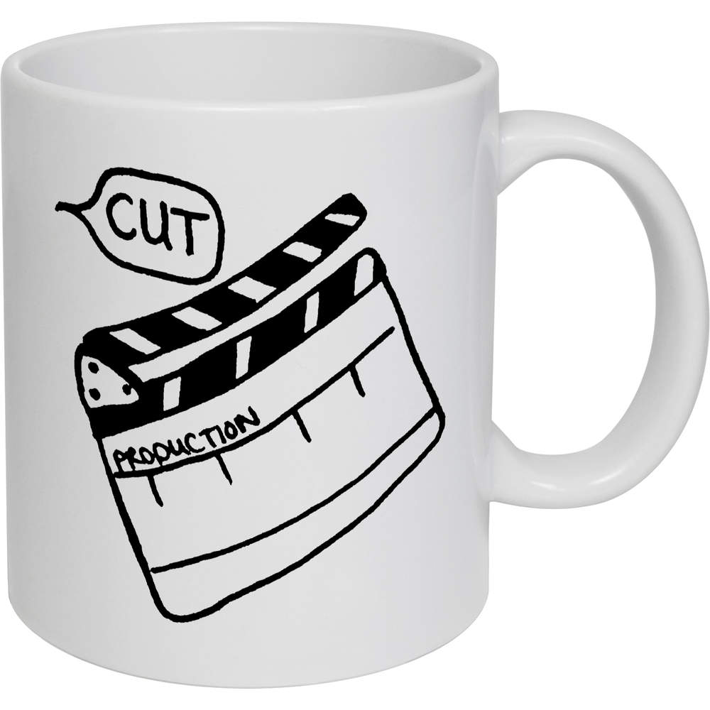 'Directors Clapper Board' Ceramic Mug / Cup - White, 320ml - 11oz Coffee / Tea Cup for Home, Office, Hot Drinks and Gifts (MG00006781)