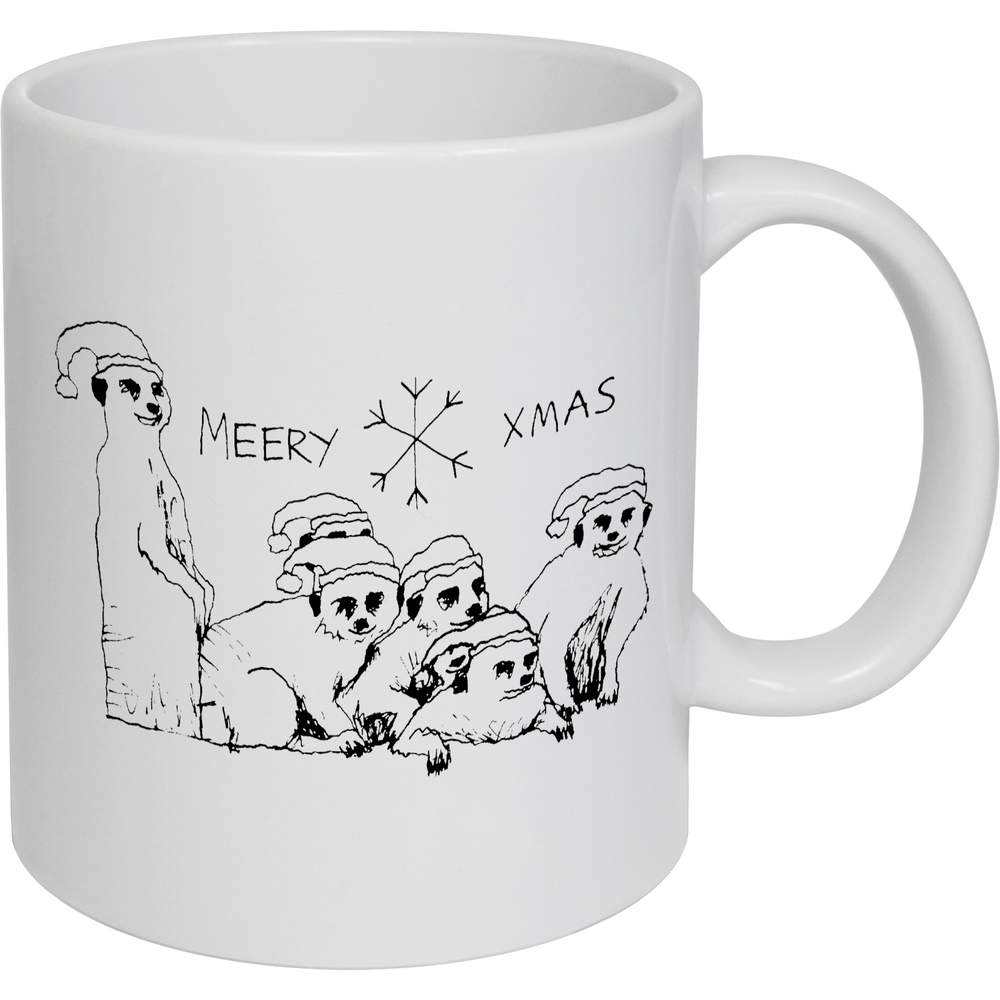 11oz (320ml) 'Merry Christmas Meerkats' Ceramic Mug / Cup (MG00009940)