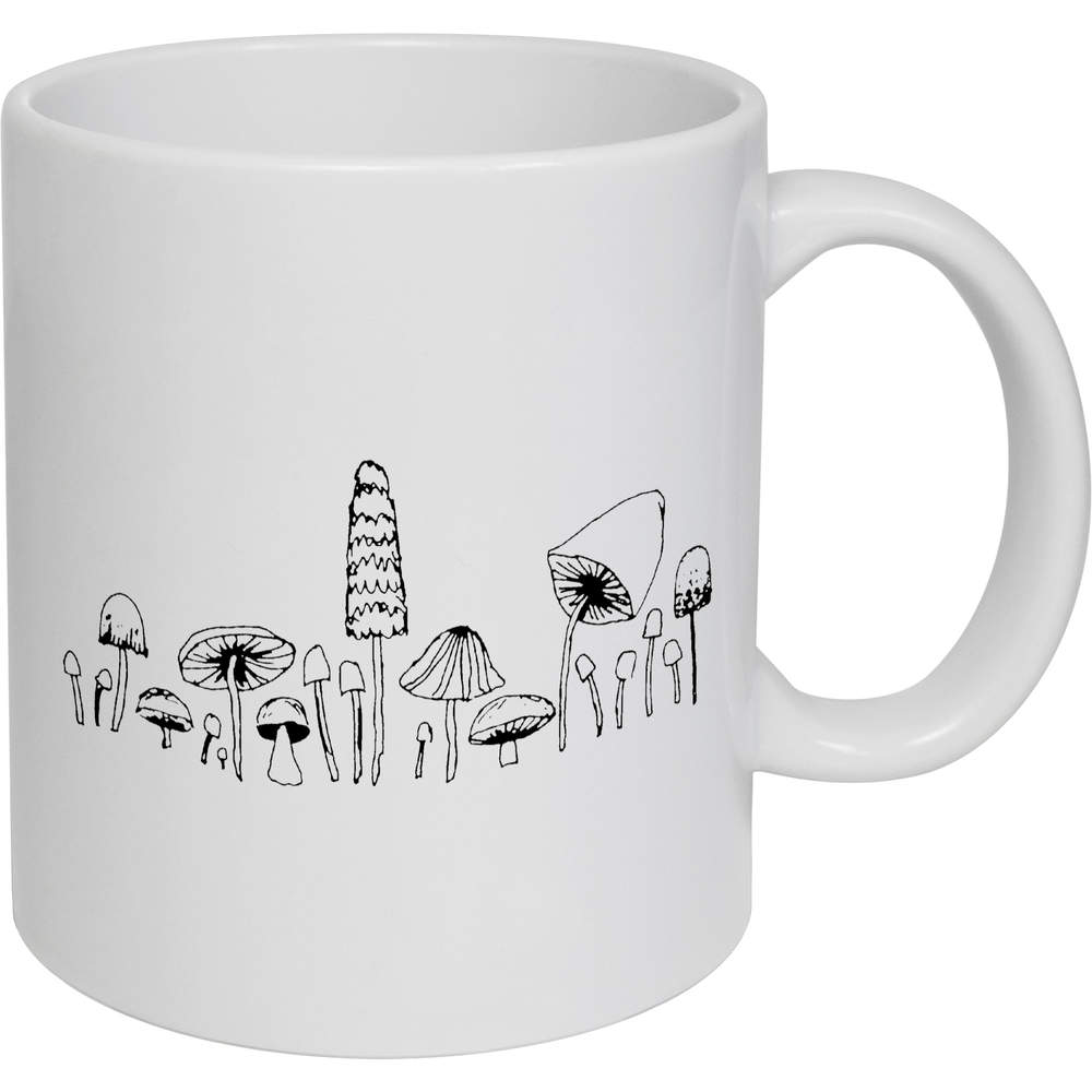 'Mushroom Medley' Ceramic Mug / Cup - White, 320ml - 11oz Coffee / Tea Cup for Home, Office, Hot Drinks and Gifts (MG00012126)
