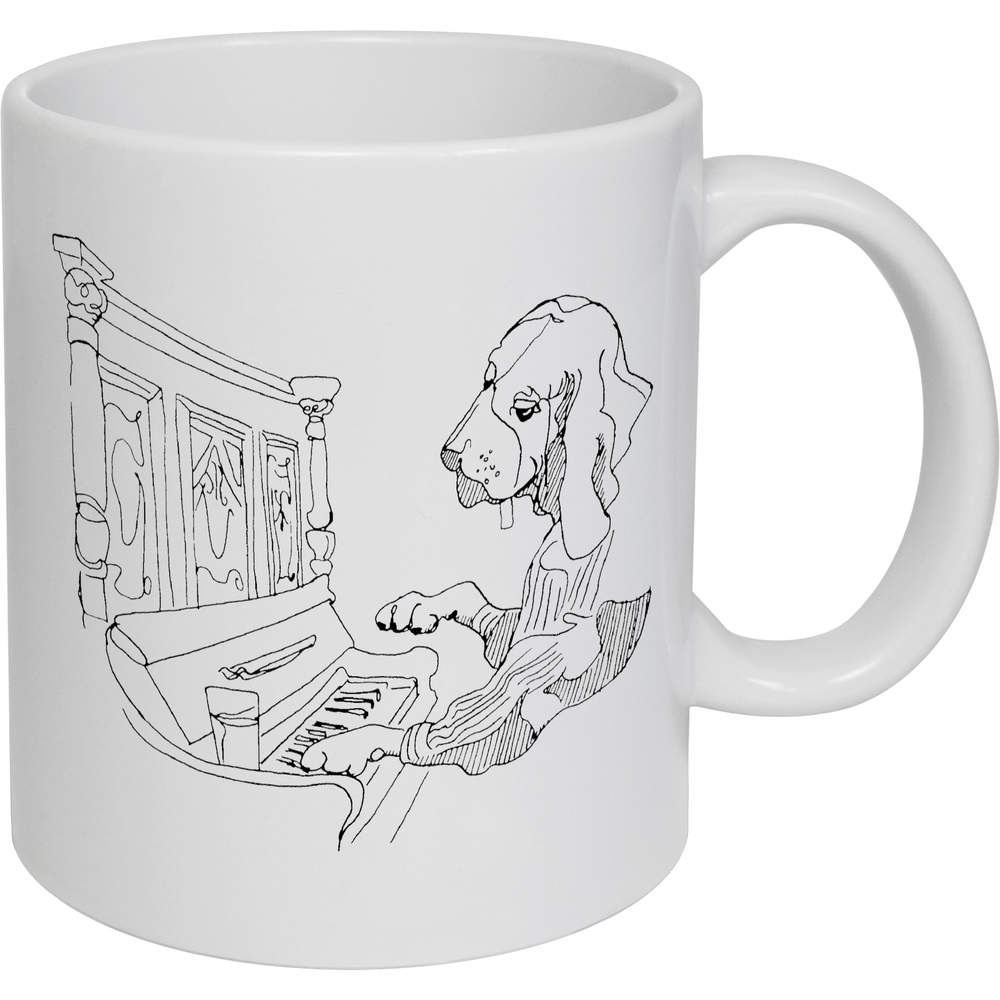 11oz (320ml) 'Dog Playing Piano' Ceramic Mug / Cup (MG00016034)