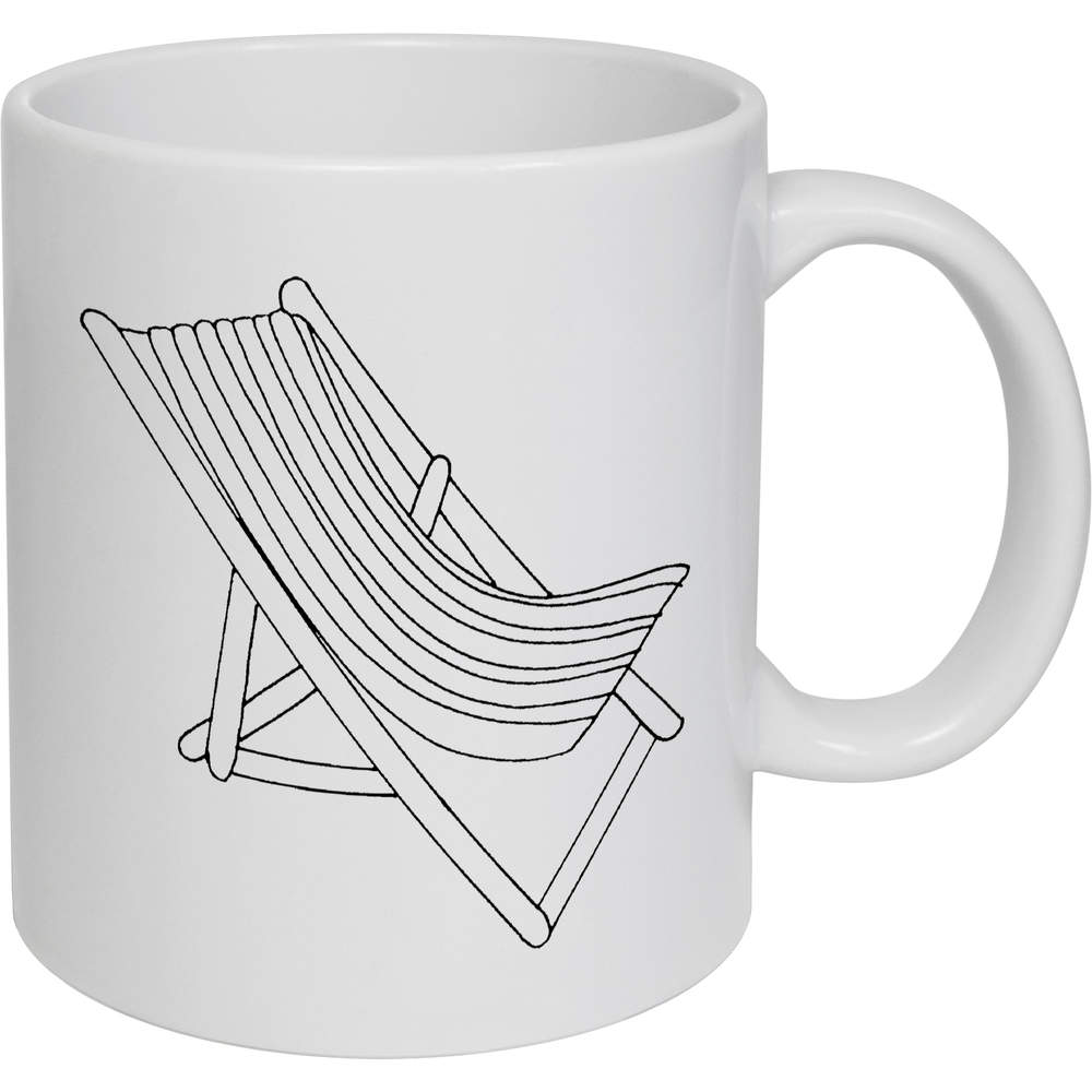 'Deck Chair' Ceramic Mug / Cup - White, 320ml - 11oz Coffee / Tea Cup for Home, Office, Hot Drinks and Gifts (MG00017234)
