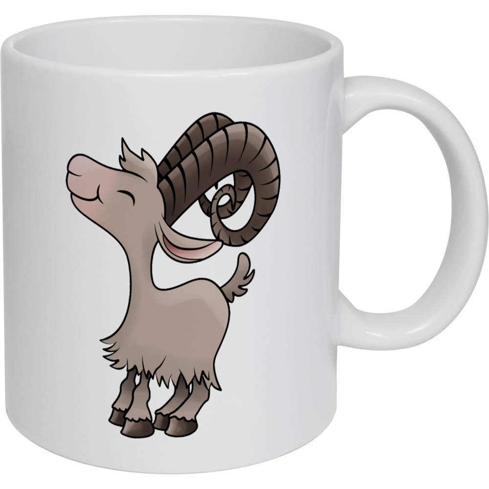 11oz (320ml) 'Happy Goat' Ceramic Mug / Cup (MG00017824)