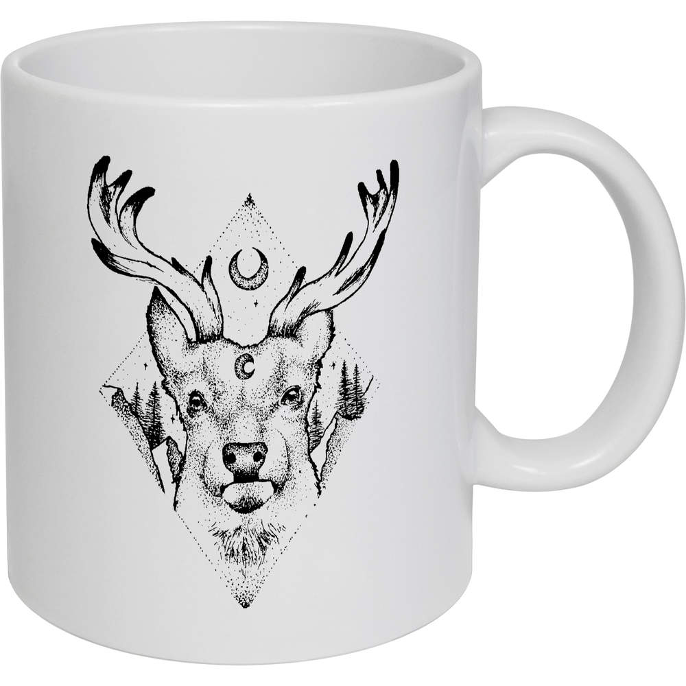 11oz (320ml) 'Cosmic Stag Head' Ceramic Mug / Cup (MG00037733)