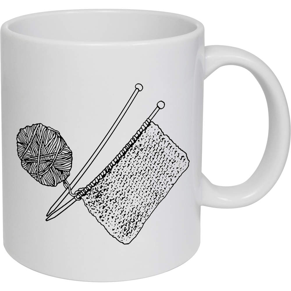 11oz (320ml) 'Knitting Needles & Thread' Ceramic Mug / Cup (MG00040499)