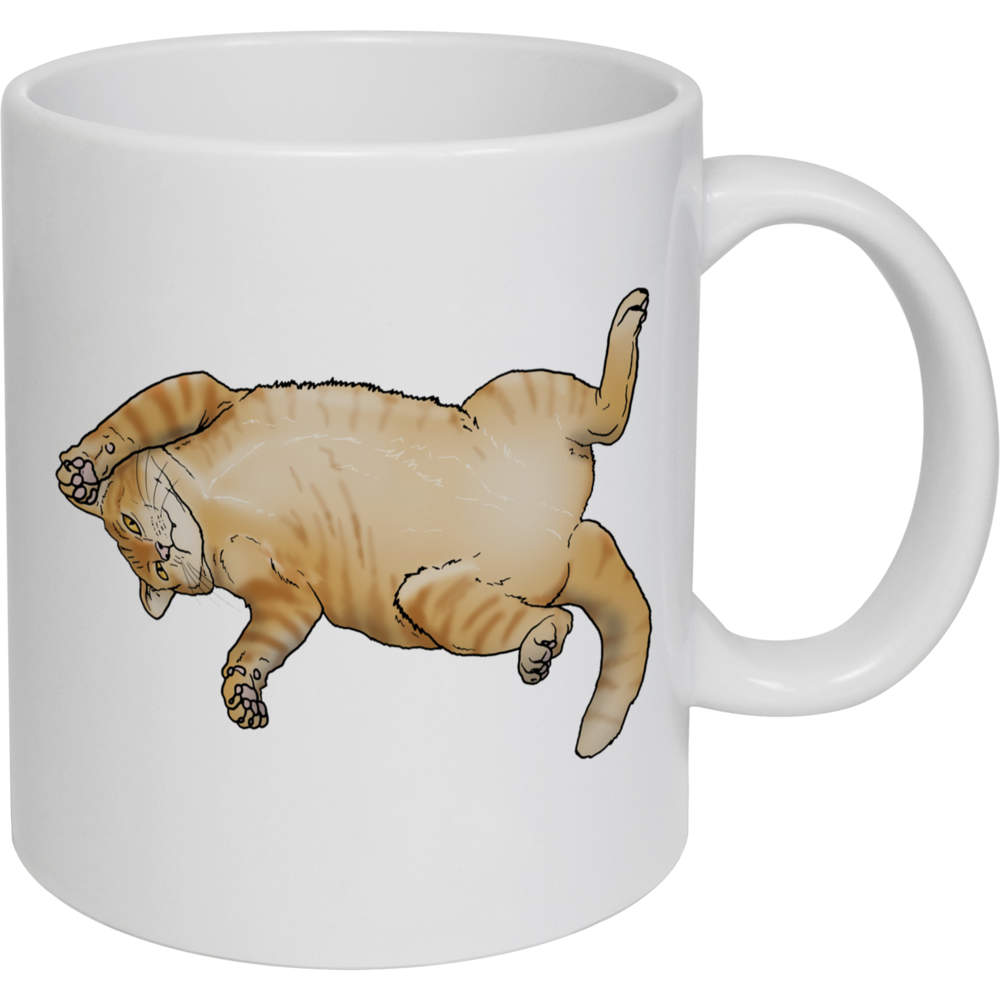 11oz (320ml) 'Chubby Ginger Cat' Ceramic Mug / Cup (MG00044501)