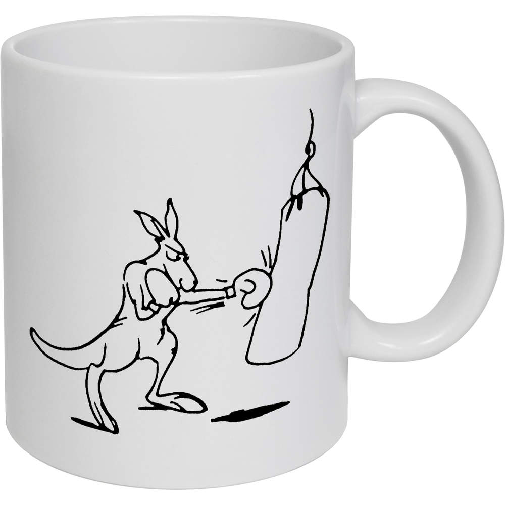 11oz (320ml) 'Boxing Kangaroo' Ceramic Mug / Cup (MG00058740)