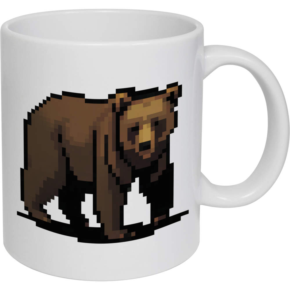 11oz (320ml) 'Pixel Art Brown Bear' Ceramic Mug / Cup (MG00070388)