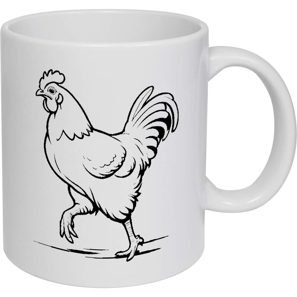 11oz (320ml) 'Chicken Running' Ceramic Mug / Cup (MG00071709)